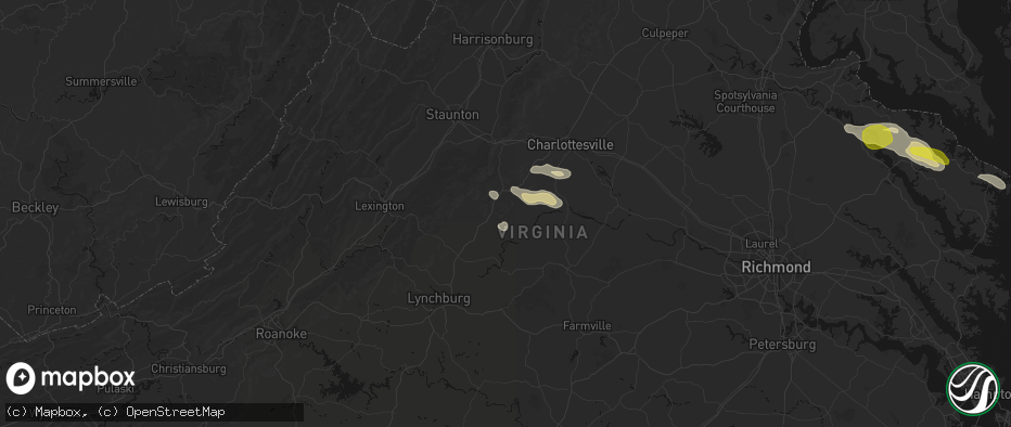 Hail map in Shipman, VA on May 27, 2026
