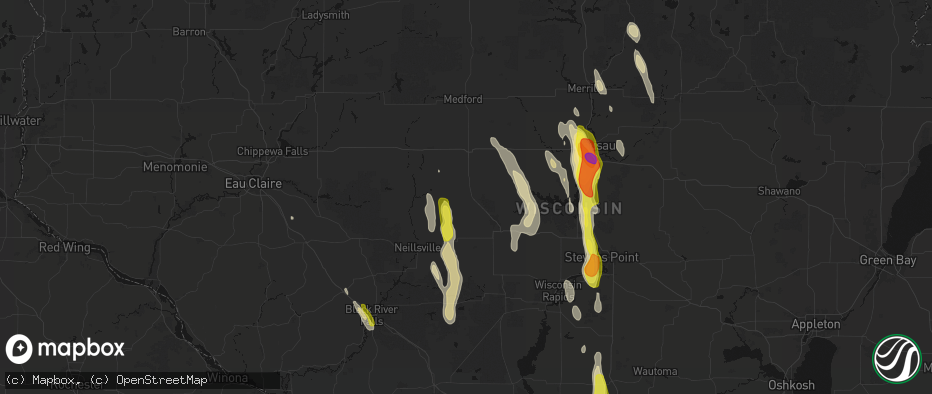 Hail map in Spencer, WI on May 27, 2026