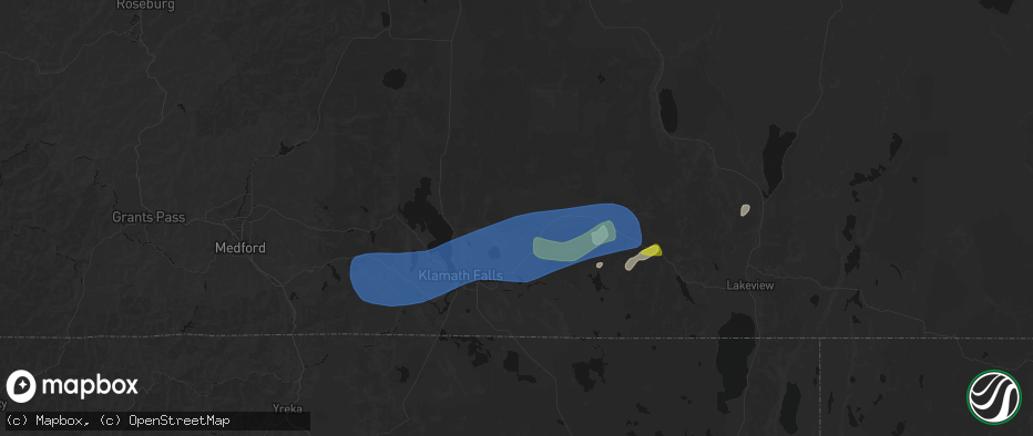 Hail map in Sprague River, OR on May 27, 2026