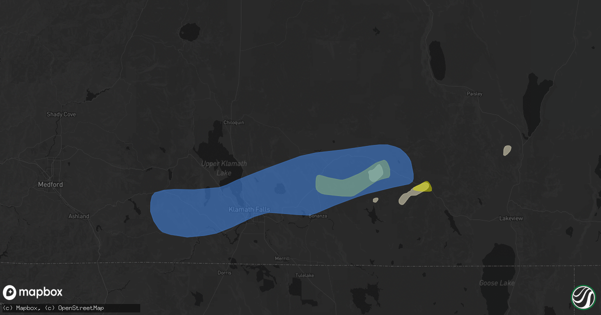 Hail map in Sprague River, OR on May 27, 2026