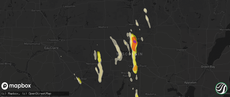 Hail map in Stratford, WI on May 27, 2026