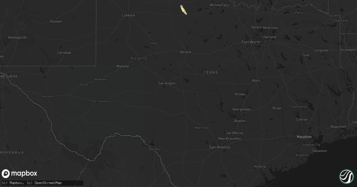 Hail map in Texas on May 27, 2026
