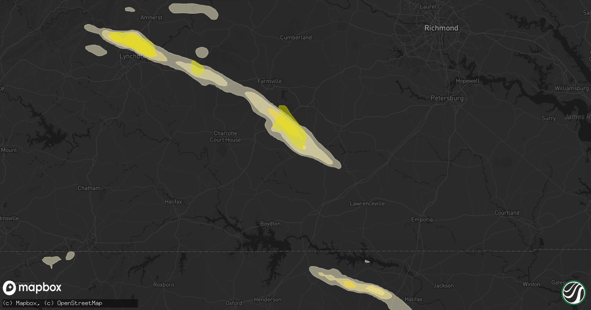 Hail map in Victoria, VA on May 27, 2026