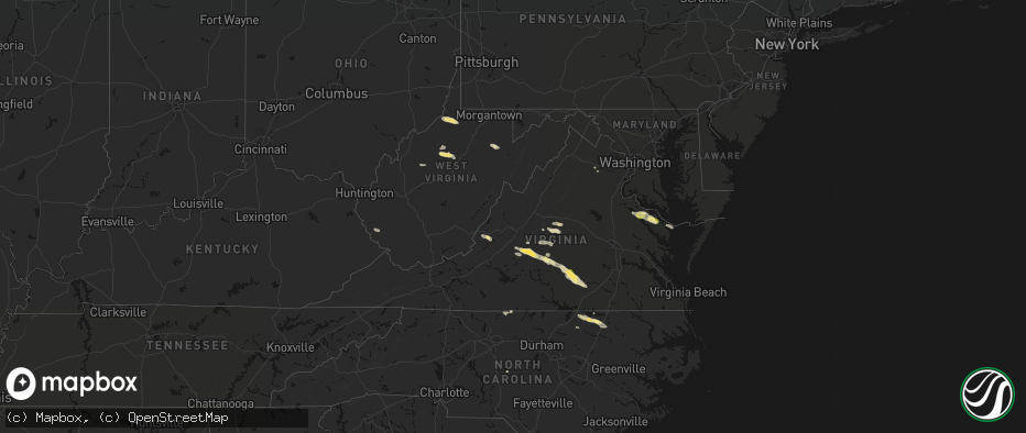 Hail map in Virginia on May 27, 2026