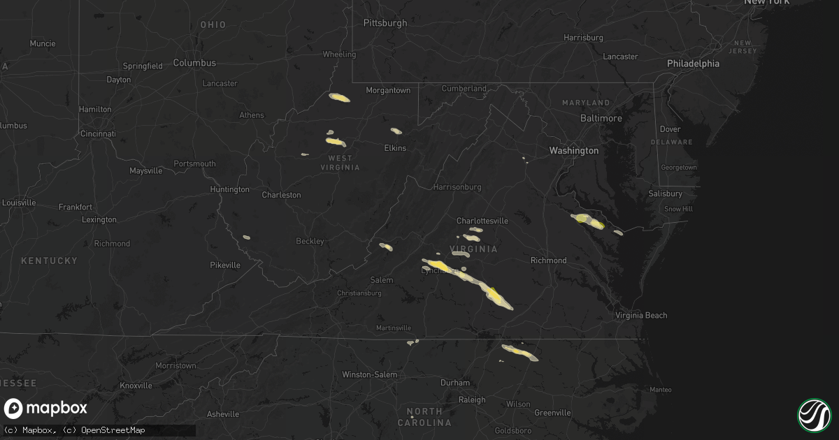 Hail map in Virginia on May 27, 2026