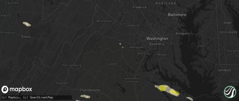 Hail map in Warrenton, VA on May 27, 2026