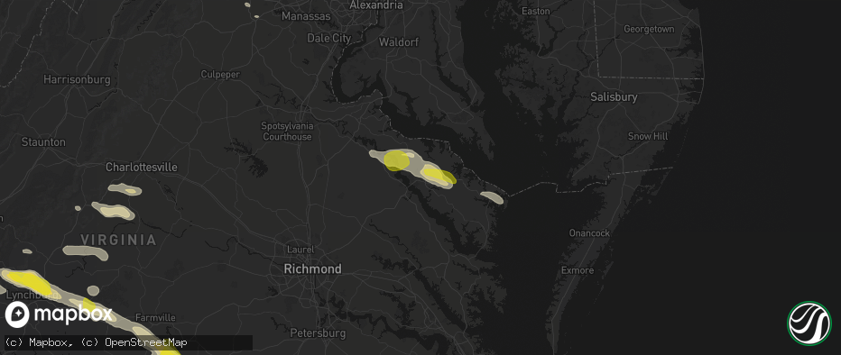 Hail map in Warsaw, VA on May 27, 2026