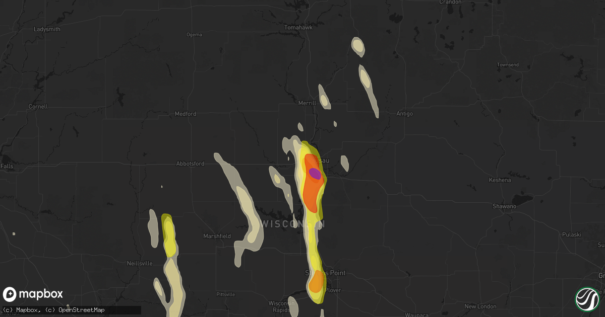 Hail map in Wausau, WI on May 27, 2026