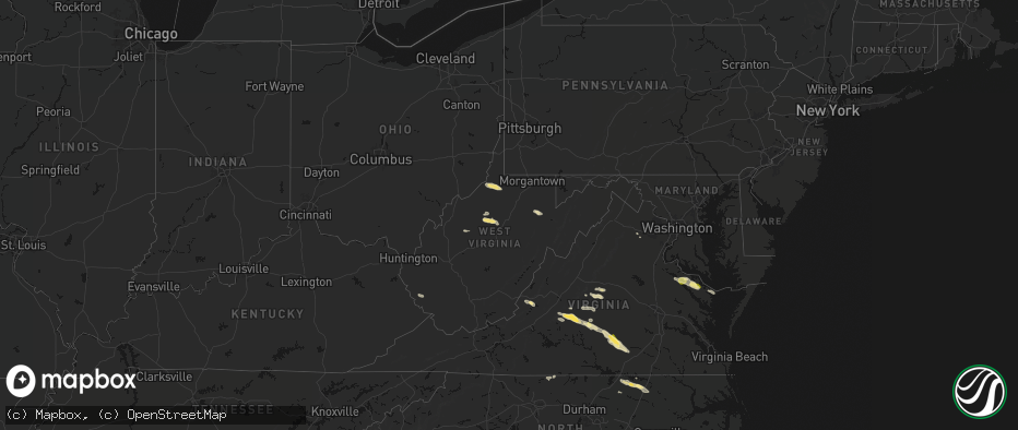 Hail map in West Virginia on May 27, 2026