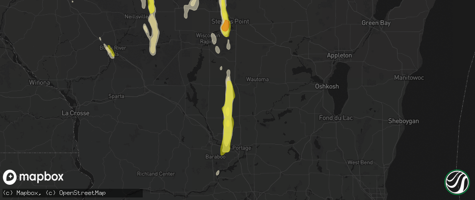 Hail map in Westfield, WI on May 27, 2026