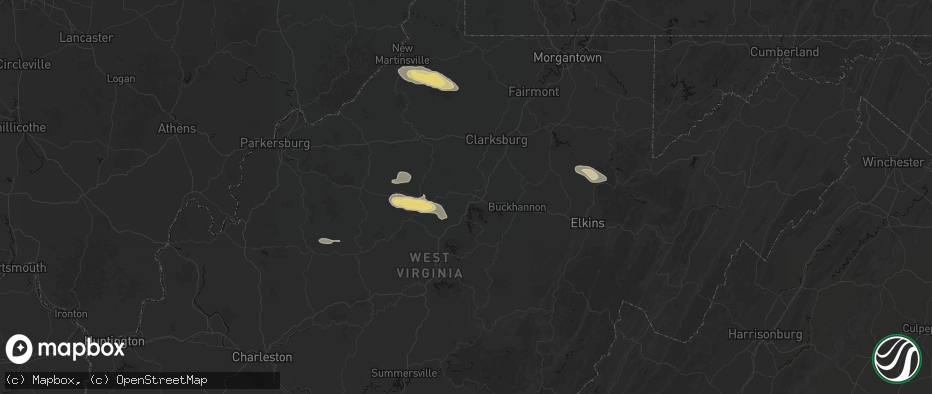 Hail map in Weston, WV on May 27, 2026