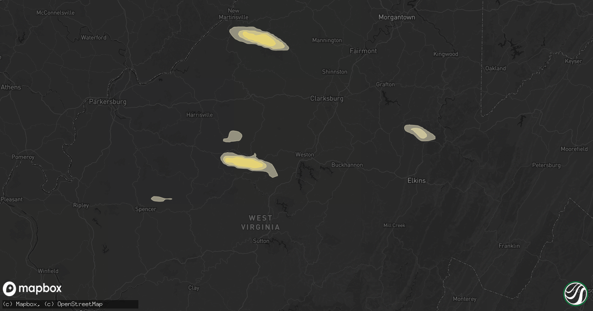 Hail map in Weston, WV on May 27, 2026