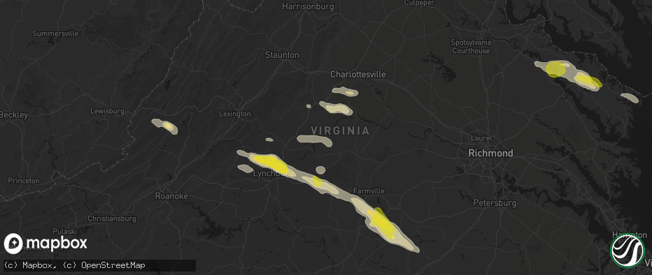 Hail map in Wingina, VA on May 27, 2026