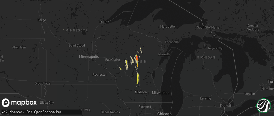 Hail map on May 27, 2026