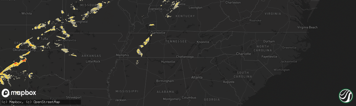 Hail map on May 28, 2012