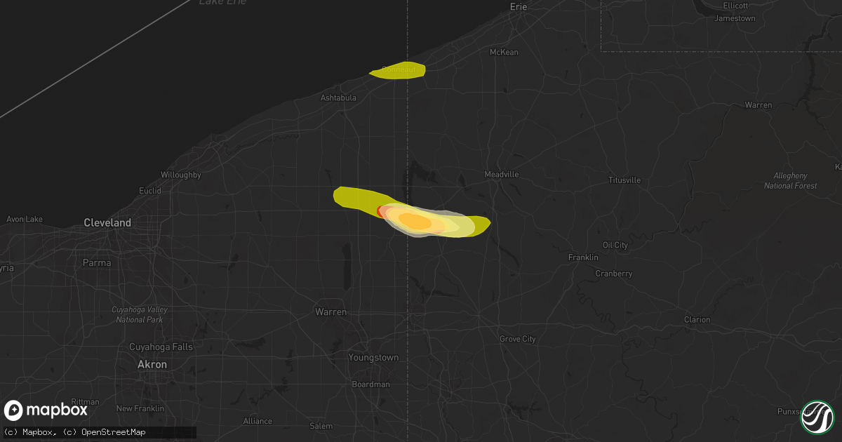 Hail map in Jamestown, PA on May 28, 2013