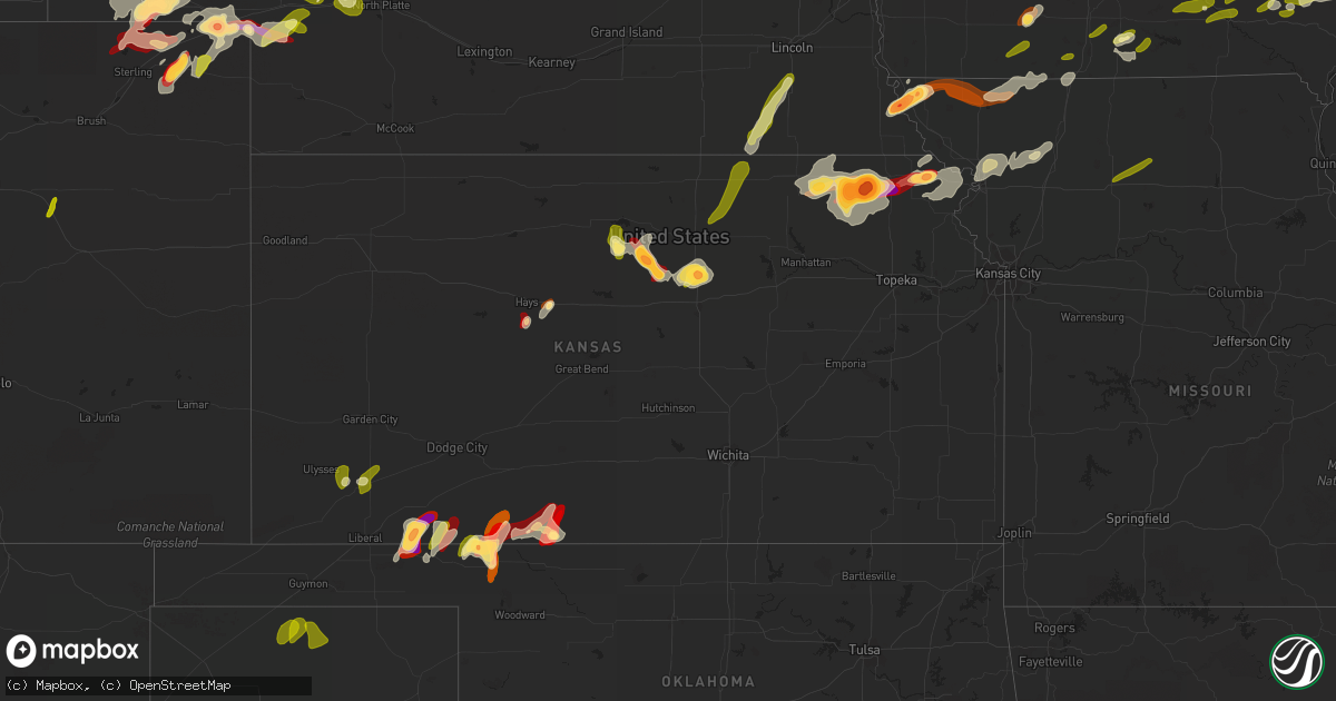 Hail map in Kansas on May 28, 2013