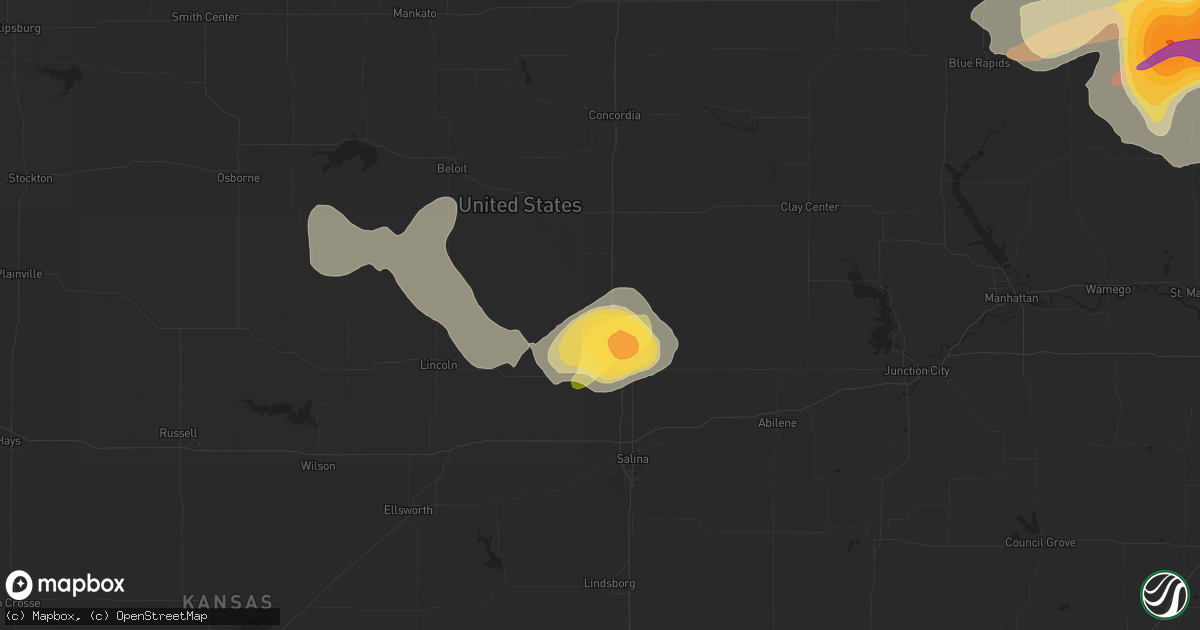Hail map in Minneapolis, KS on May 28, 2013