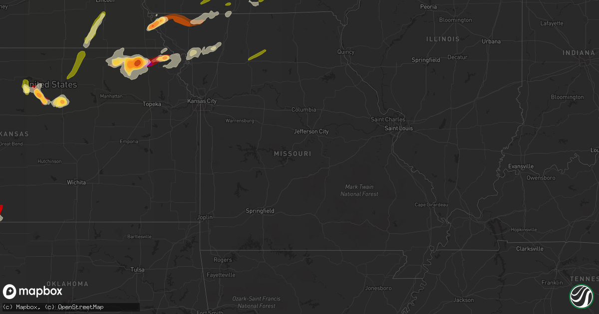 Hail map in Missouri on May 28, 2013