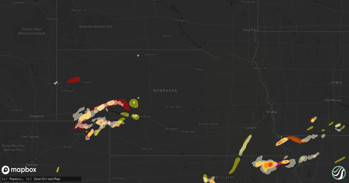 Hail map in Nebraska on May 28, 2013