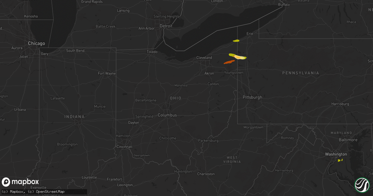 Hail map in Ohio on May 28, 2013