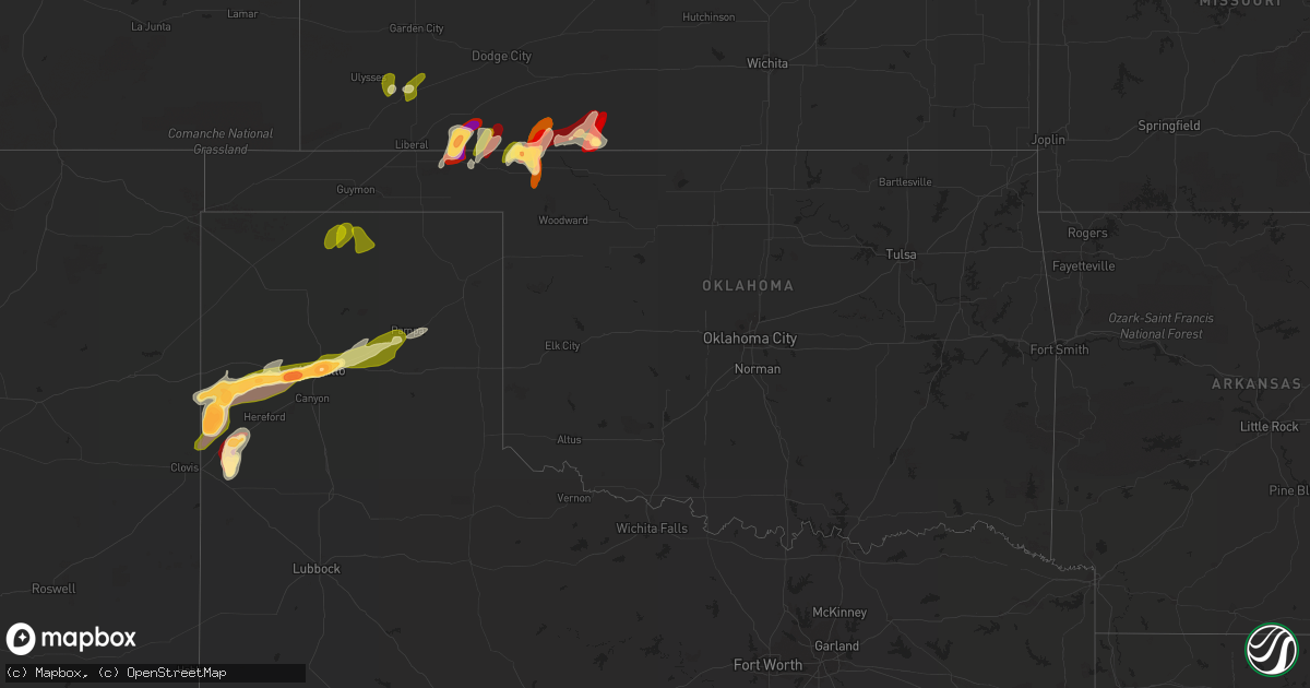 Hail map in Oklahoma on May 28, 2013