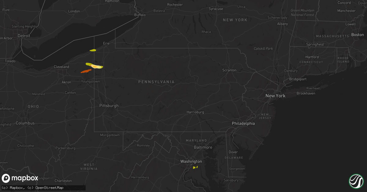 Hail map in Pennsylvania on May 28, 2013
