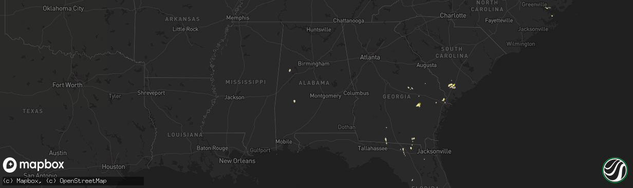 Hail map in Alabama on May 28, 2014