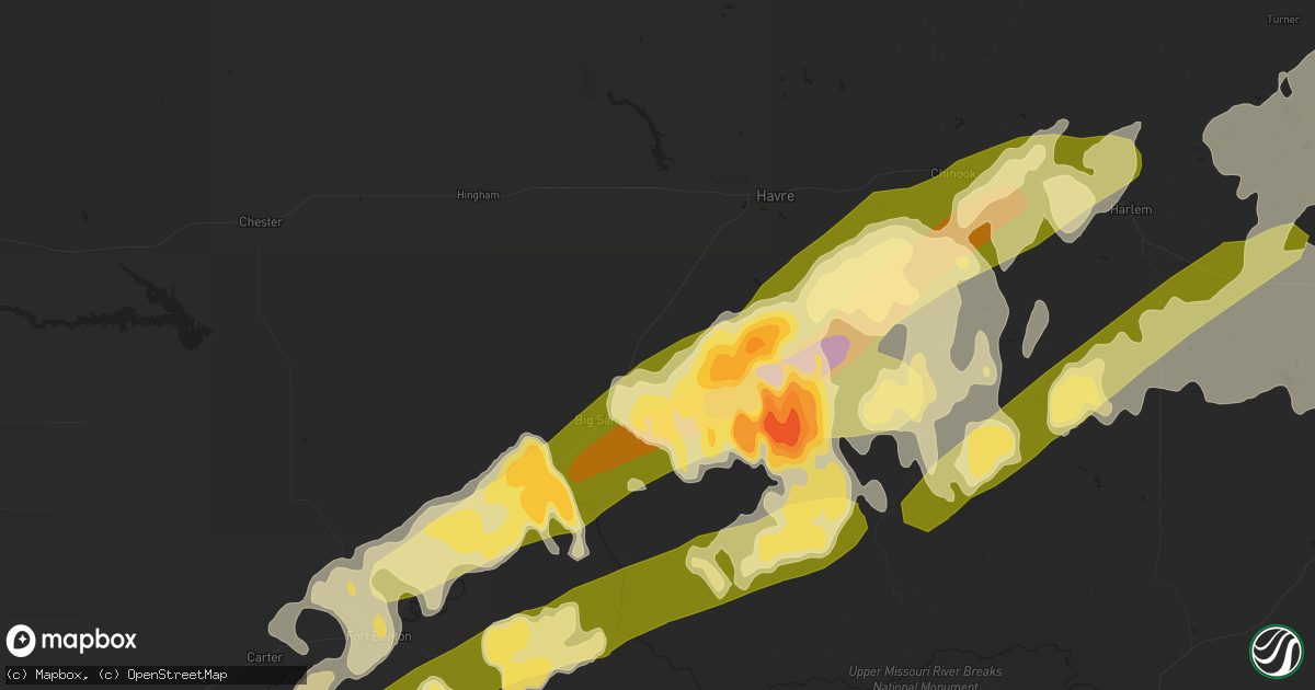 Hail map in Box Elder, MT on May 28, 2014