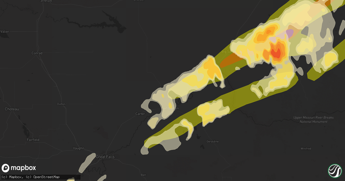 Hail map in Fort Benton, MT on May 28, 2014