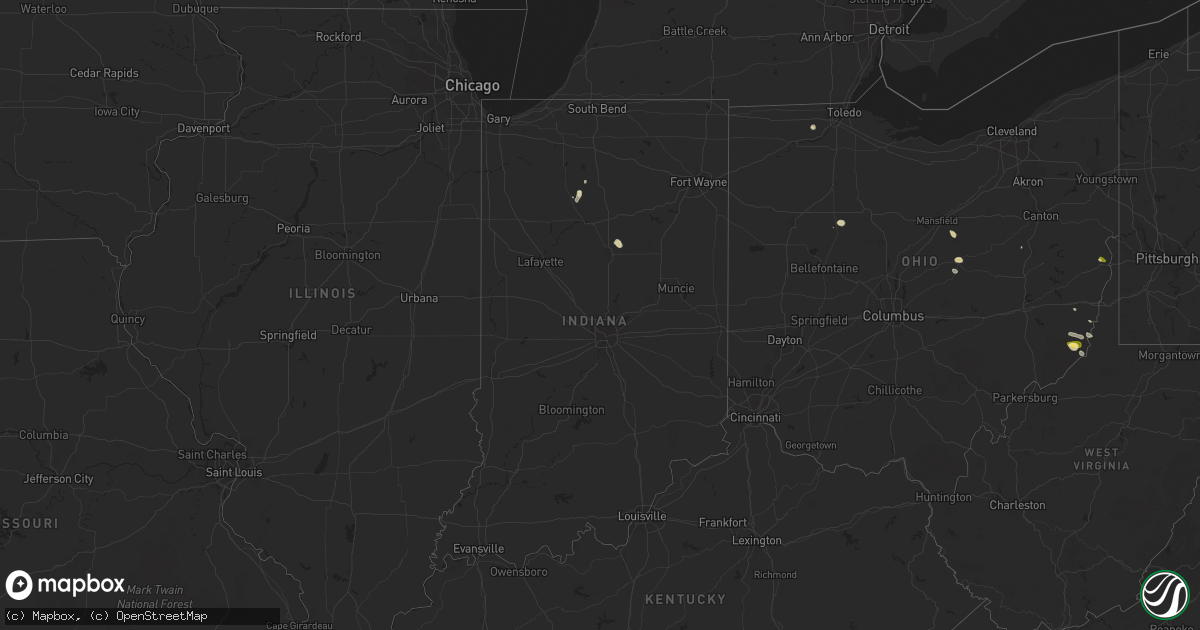 Hail map in Indiana on May 28, 2014
