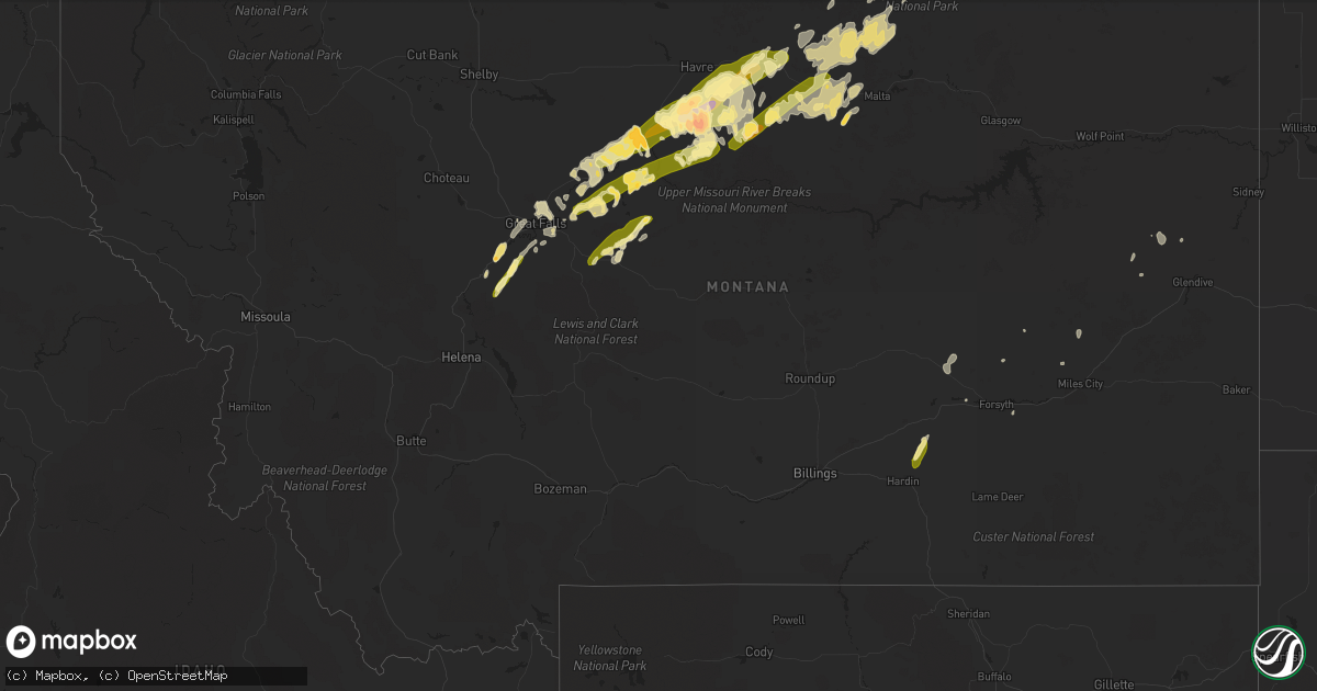 Hail map in Montana on May 28, 2014