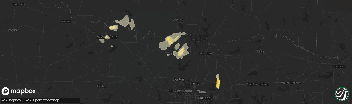 Hail map in Gainesville, TX on May 28, 2015