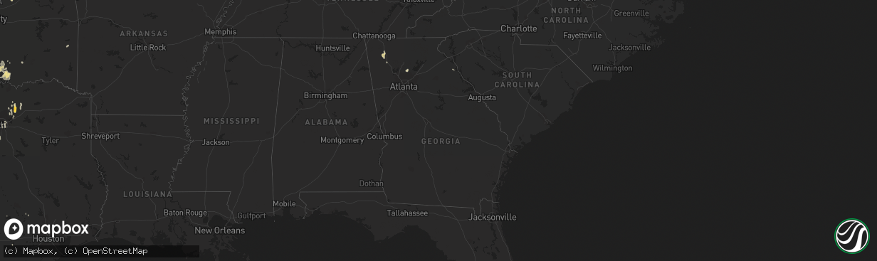 Hail map in Georgia on May 28, 2015
