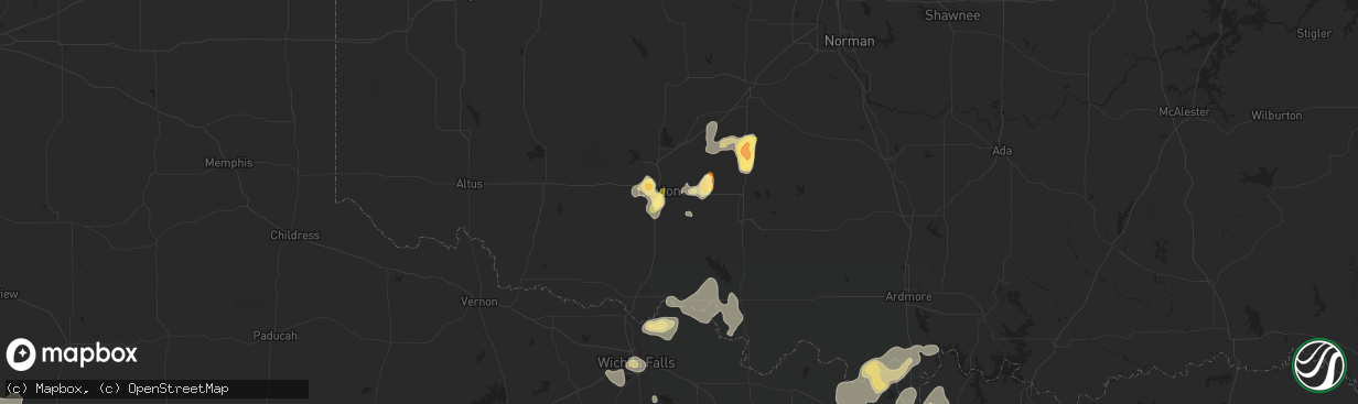 Hail map in Lawton, OK on May 28, 2015