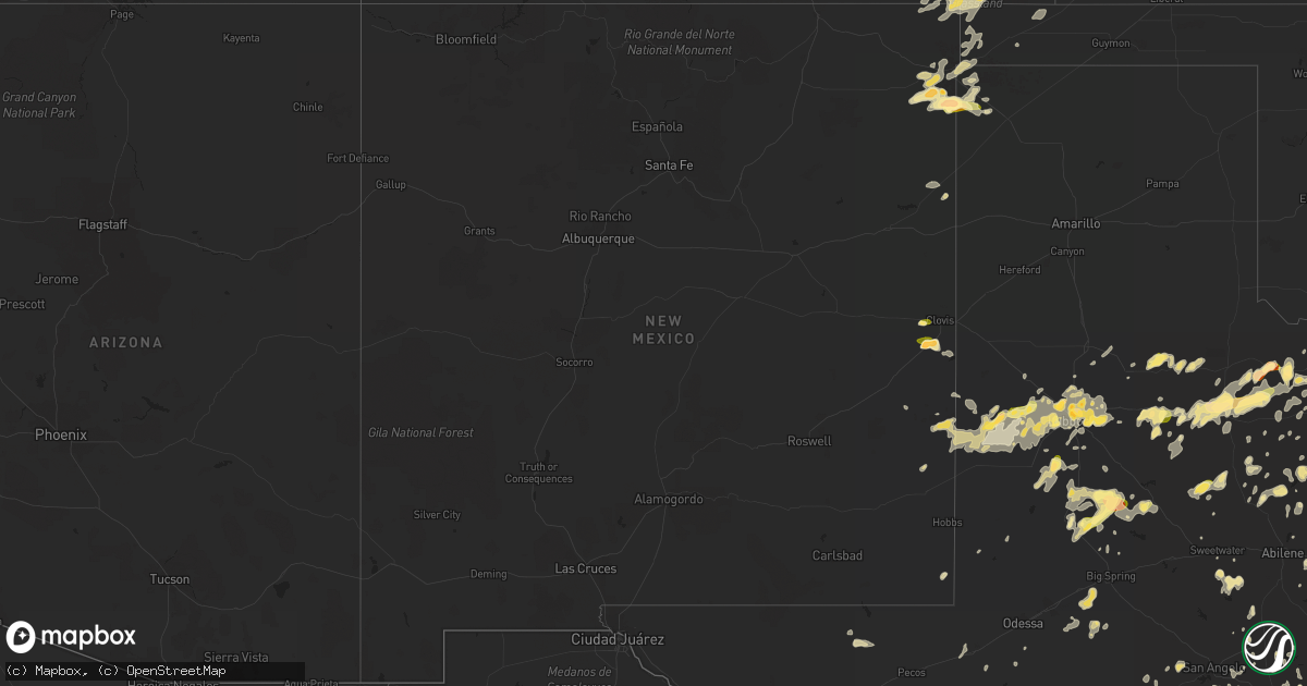 Hail map in New Mexico on May 28, 2015