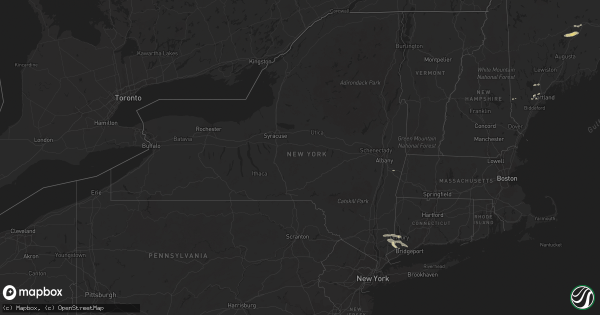 Hail map in New York on May 28, 2015