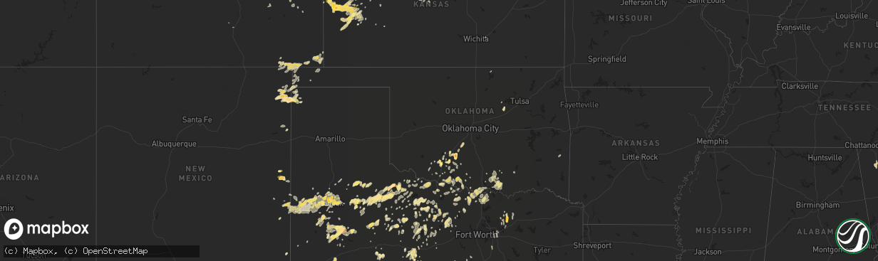 Hail map in Oklahoma on May 28, 2015