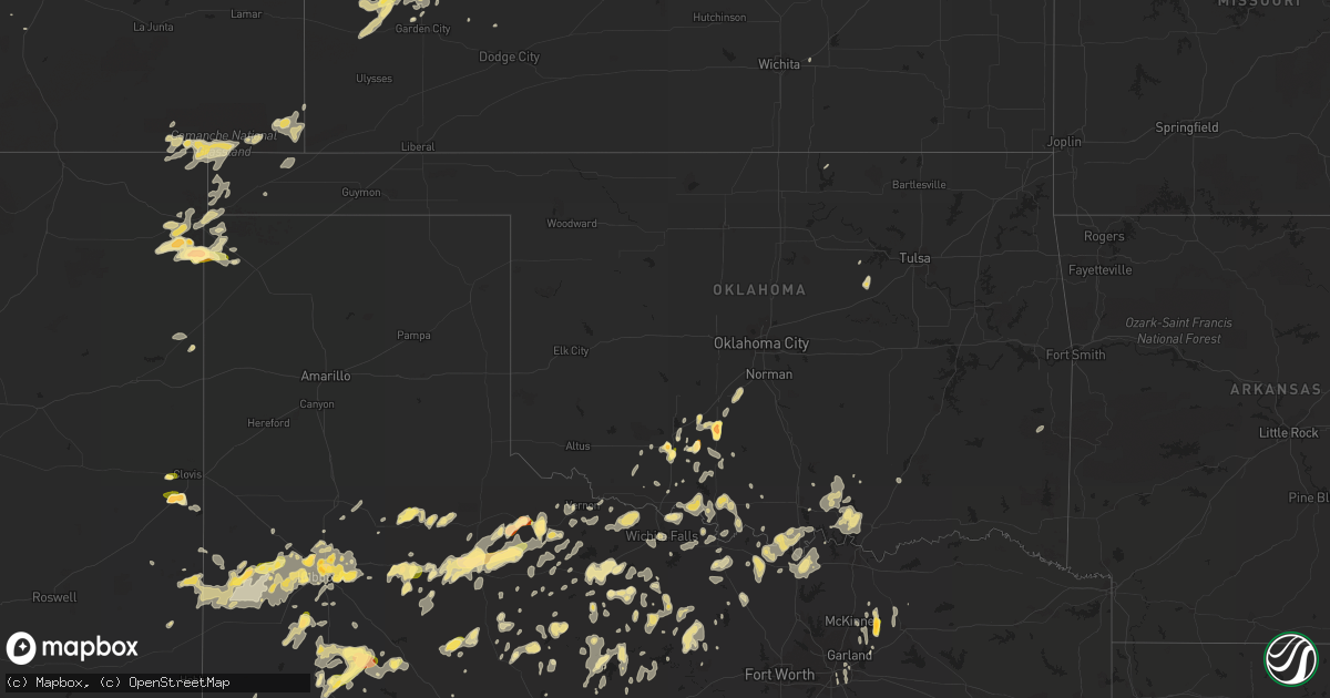 Hail map in Oklahoma on May 28, 2015