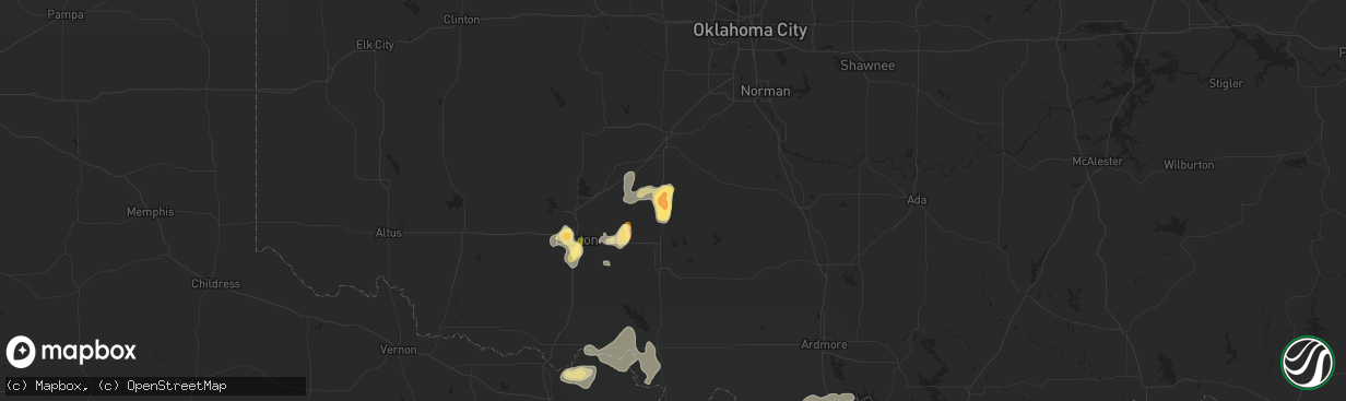 Hail map in Rush Springs, OK on May 28, 2015