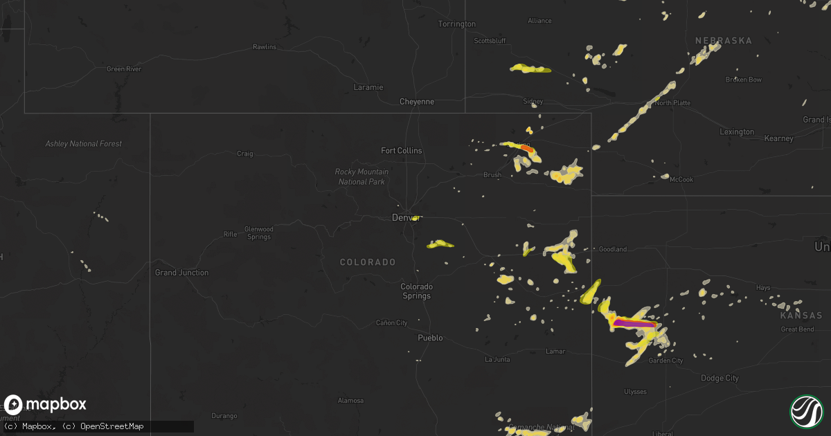 Hail map on May 28, 2015