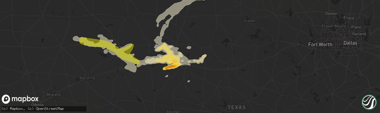 Hail map in Abilene, TX on May 28, 2016