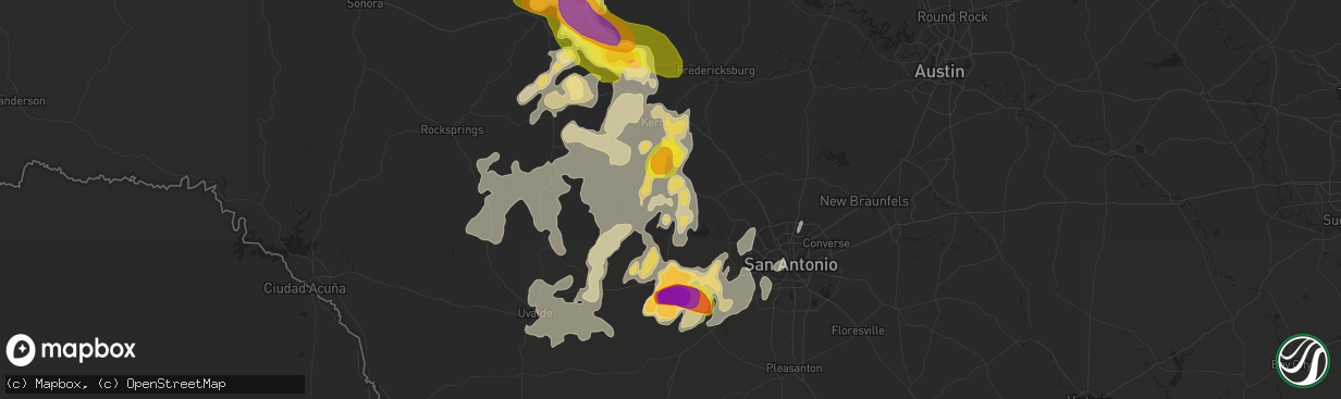 Hail map in Bandera, TX on May 28, 2016