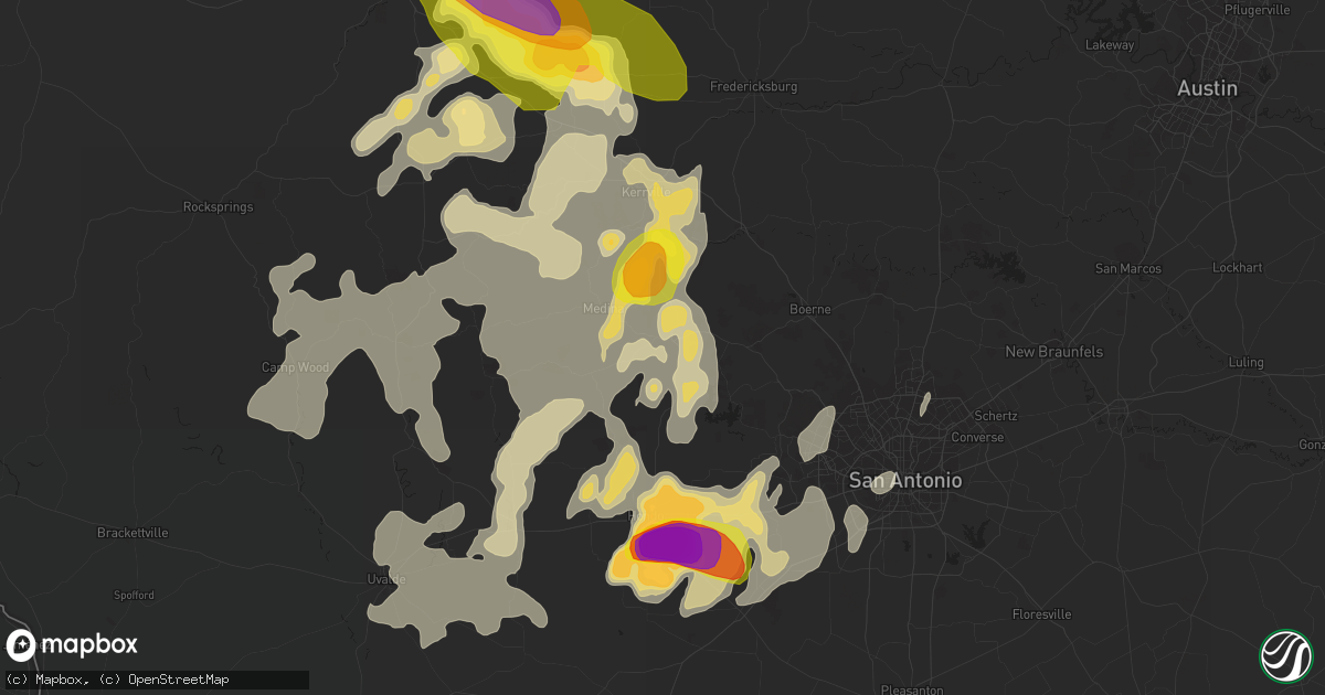 Hail map in Bandera, TX on May 28, 2016