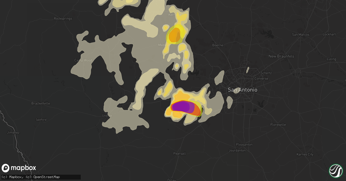Hail map in Hondo, TX on May 28, 2016