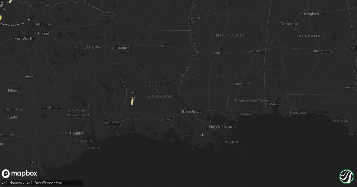 Hail map in Louisiana on May 28, 2016