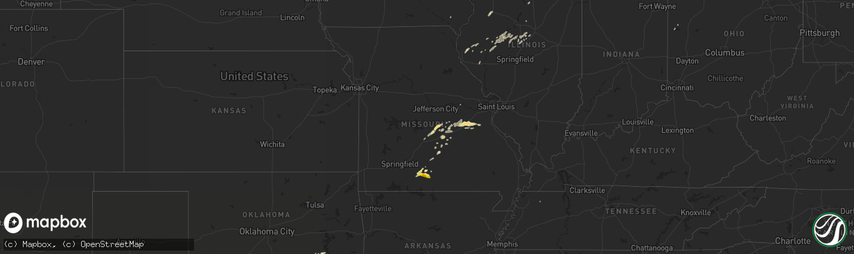 Hail map in Missouri on May 28, 2016