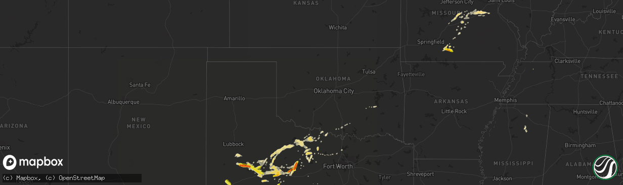 Hail map in Oklahoma on May 28, 2016