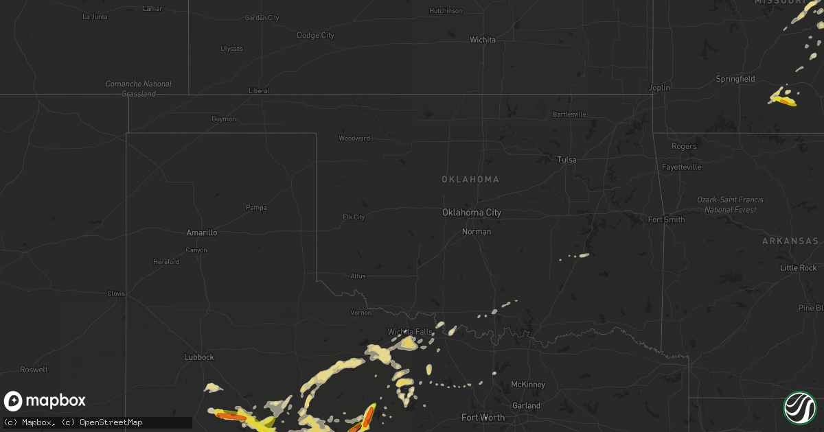 Hail map in Oklahoma on May 28, 2016