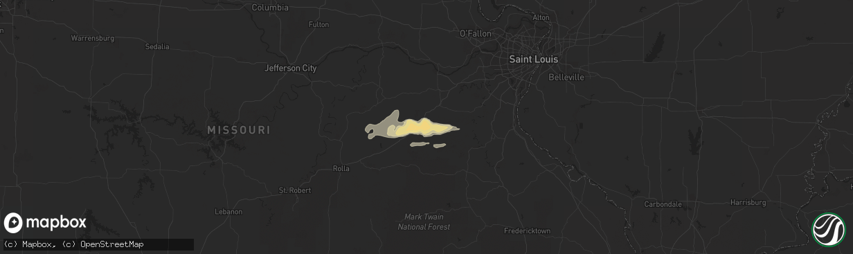 Hail map in Sullivan, MO on May 28, 2016